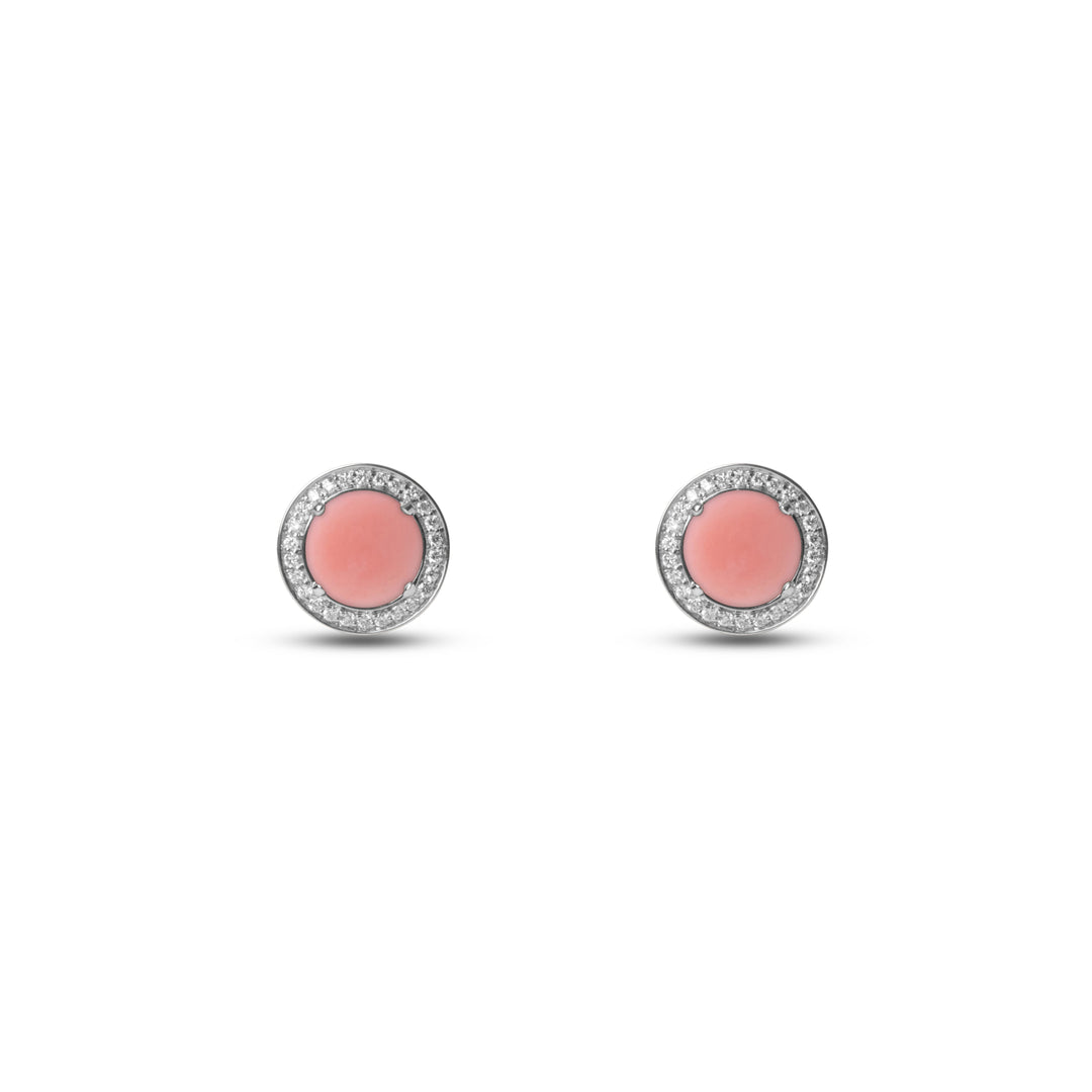 Eternity earrings with pink opal in white gold (view 2)