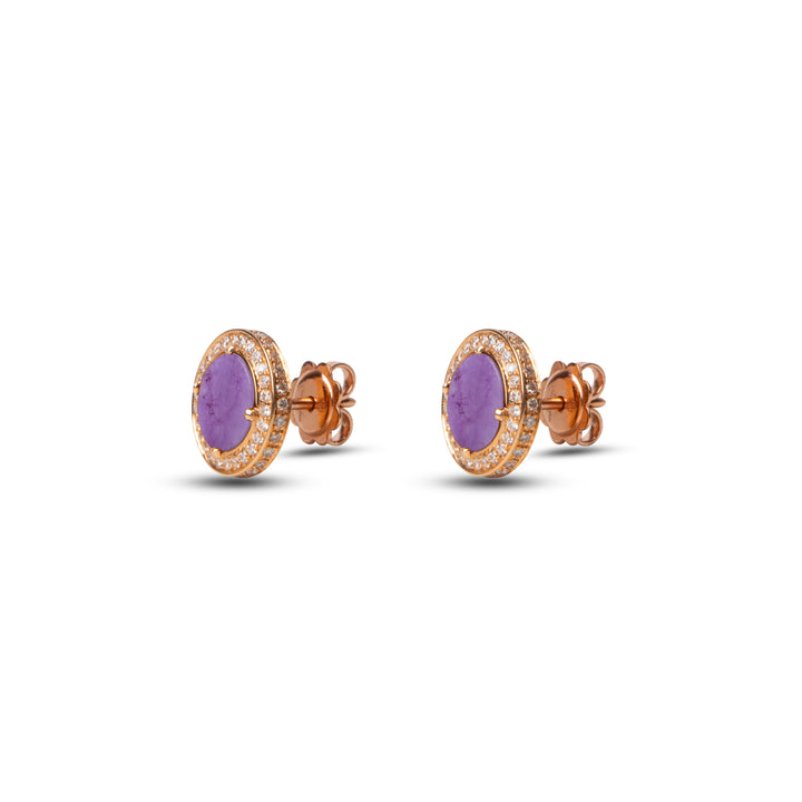 Eternity earrings with purple agate in rose gold