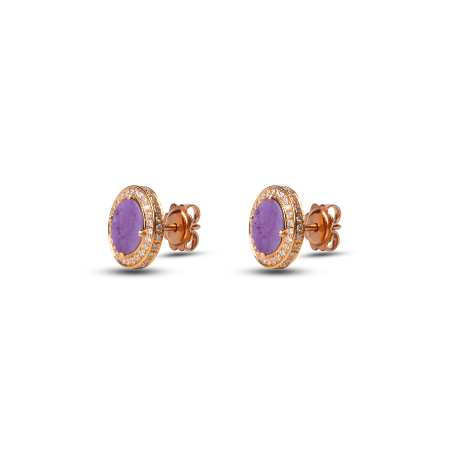 Eternity earrings with purple agate in rose gold