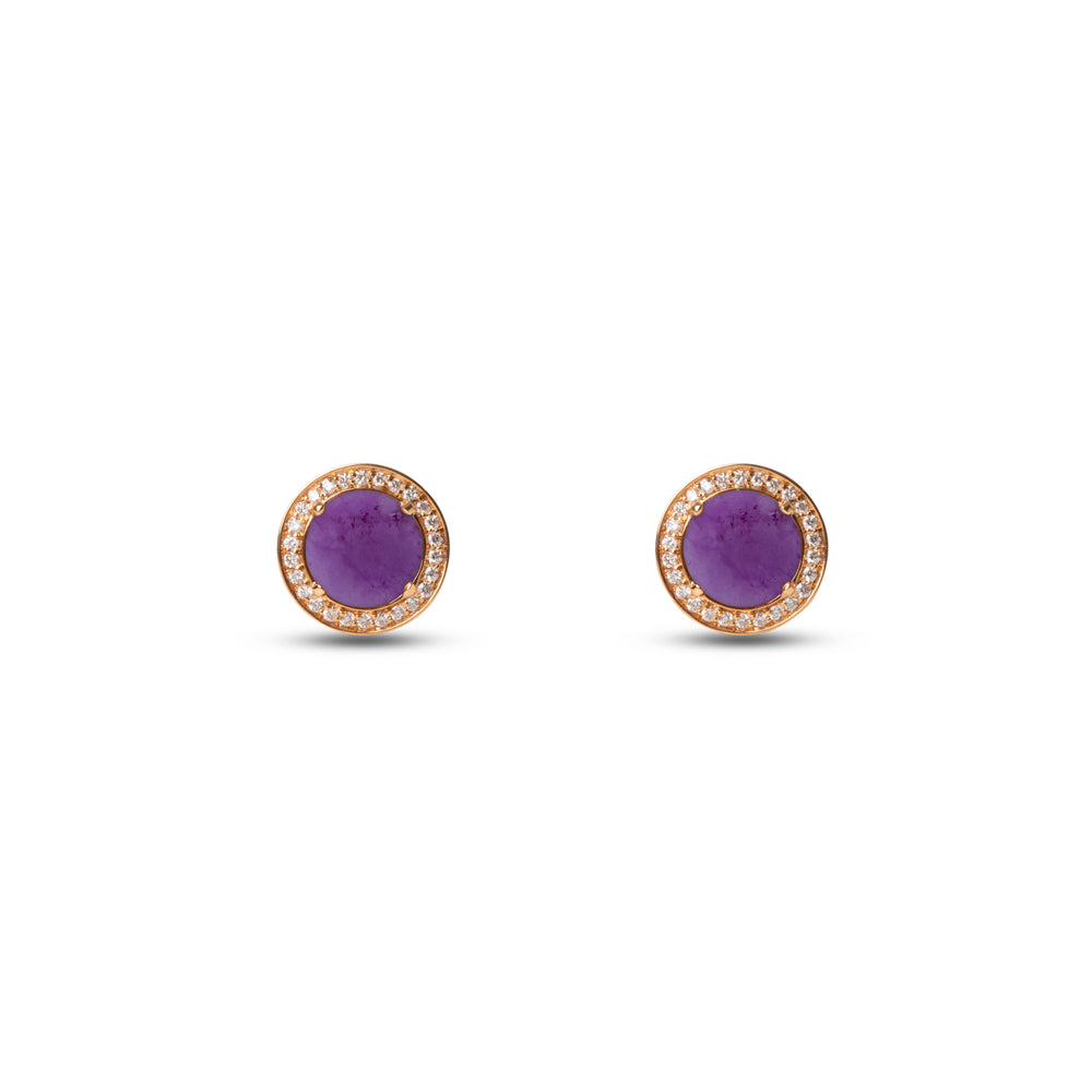 Eternity earrings with purple agate in rose gold (view 2)