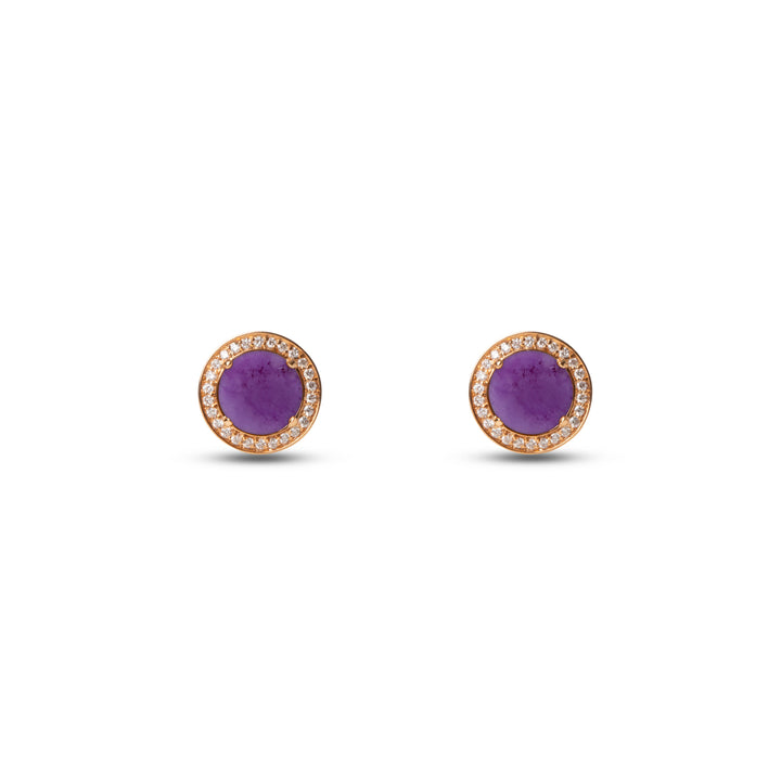 Eternity earrings with purple agate in rose gold (view 2)