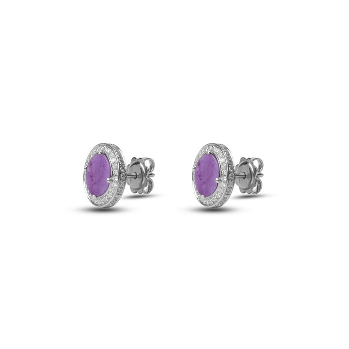 Eternity earrings with purple agate in white gold