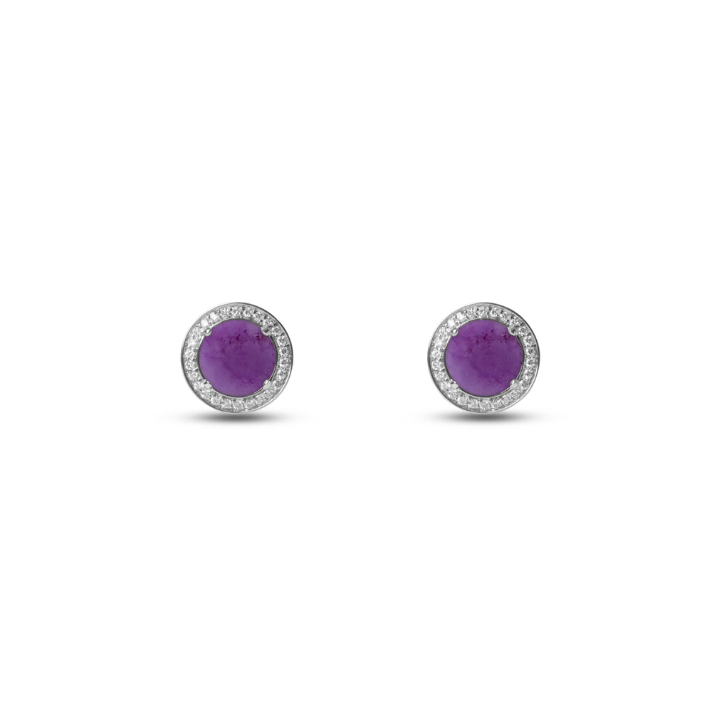 Eternity earrings with purple agate in white gold (view 2)