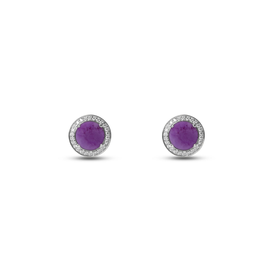 Eternity earrings with purple agate in white gold (view 2)