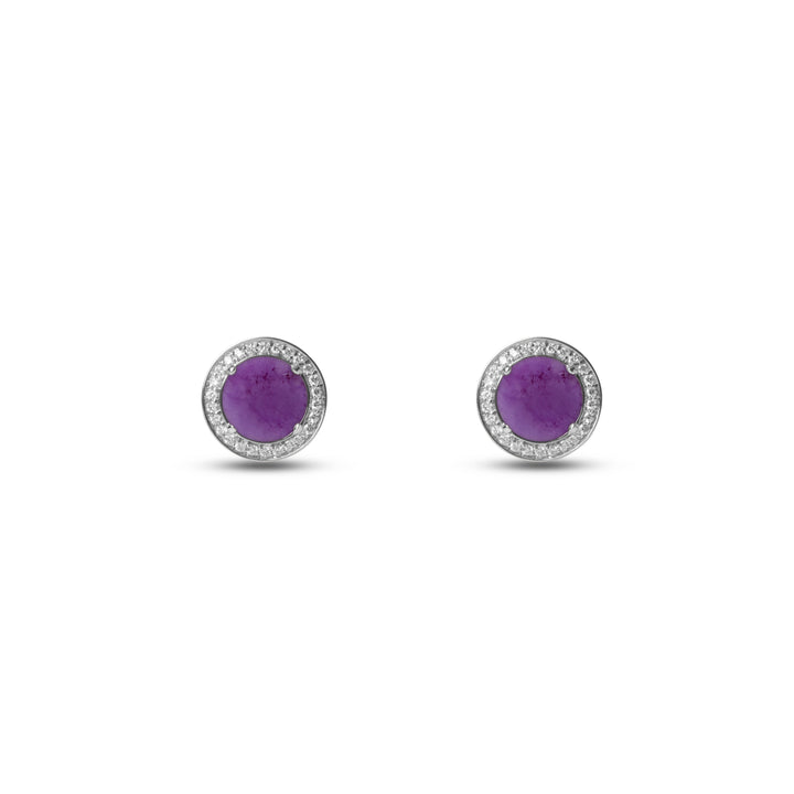 Eternity earrings with purple agate in white gold (view 2)