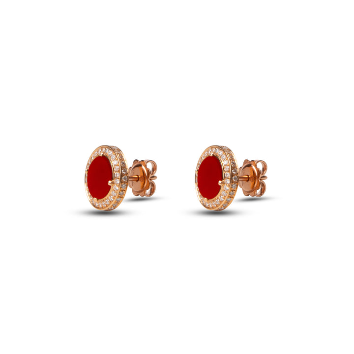 Eternity earrings with red carnelian in rose gold