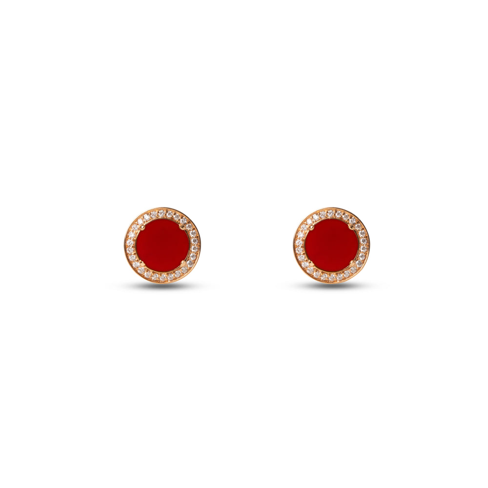 Eternity earrings with red carnelian in rose gold (view 2)