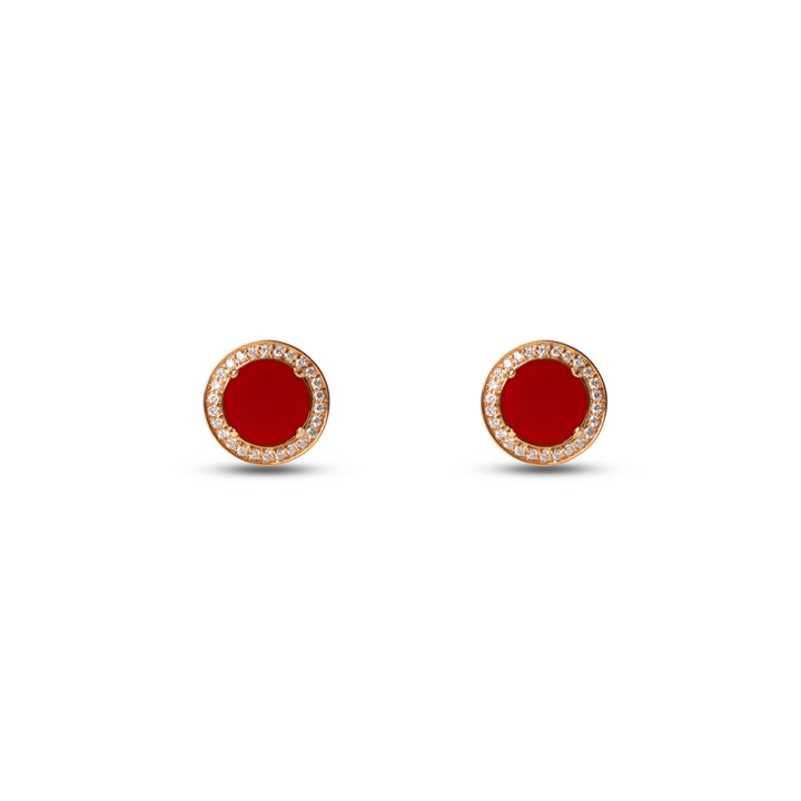 Eternity earrings with red carnelian in rose gold (view 2)