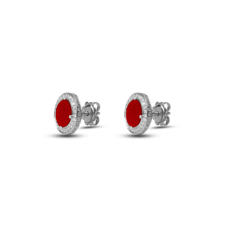 Eternity earrings with red carnelian in white gold