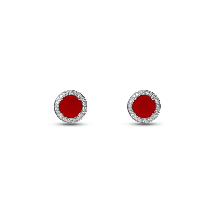 Eternity earrings with red carnelian in white gold (view 2)