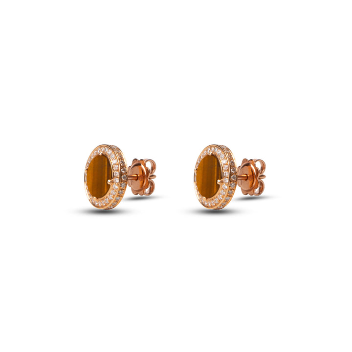 Eternity earrings with tiger eye in rose gold