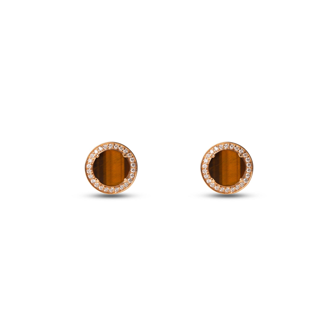 Eternity earrings with tiger eye in rose gold (view 2)