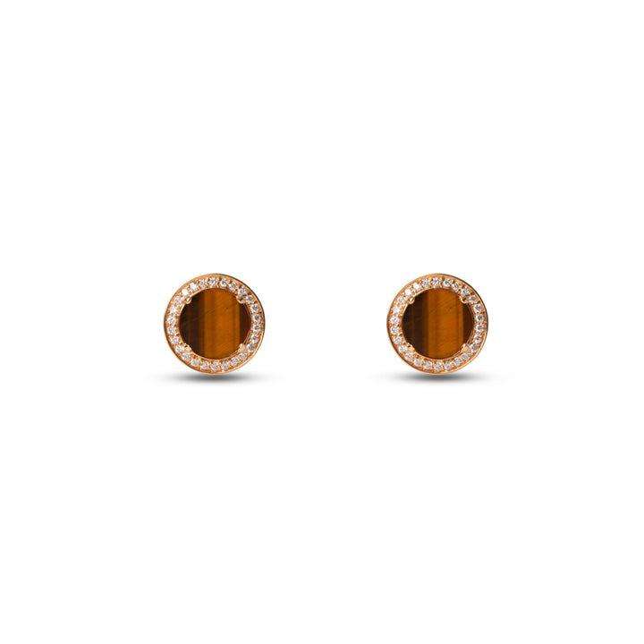 Eternity earrings with tiger eye in rose gold (view 2)