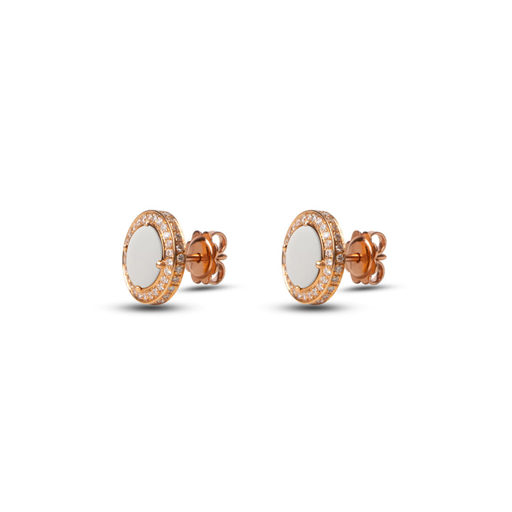 Eternity earrings with white agate in rose gold