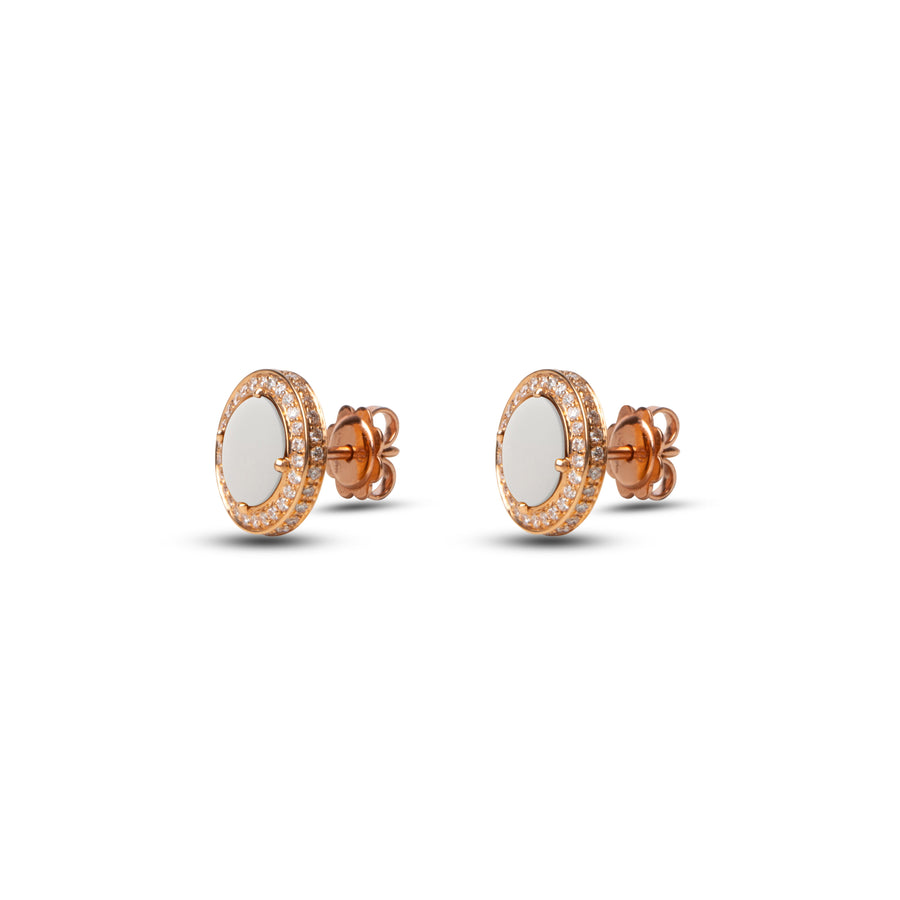 Eternity earrings with white agate in rose gold