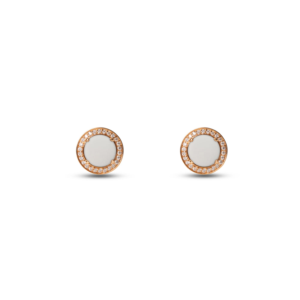 Eternity earrings with white agate in rose gold (view 2)