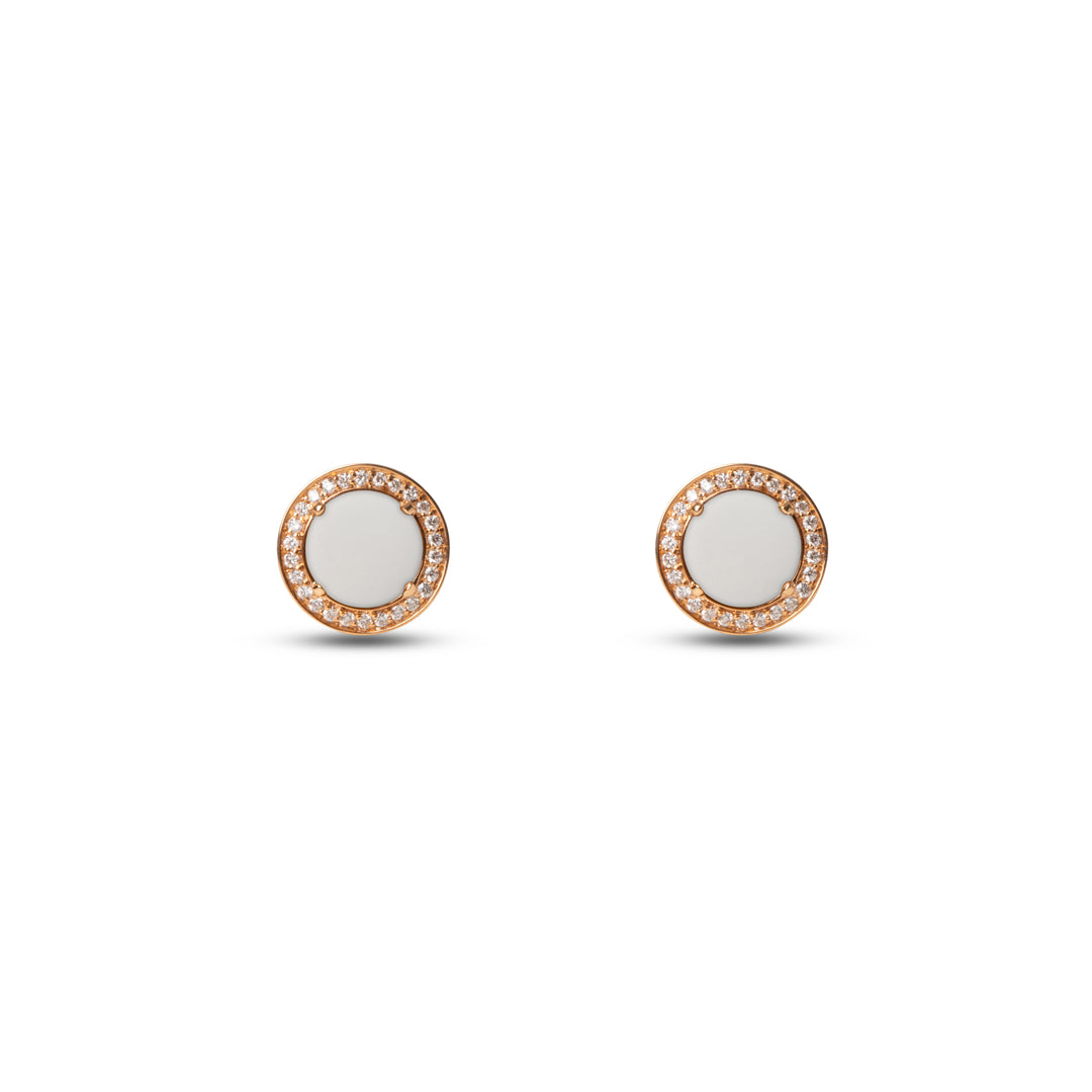 Eternity earrings with white agate in rose gold (view 2)