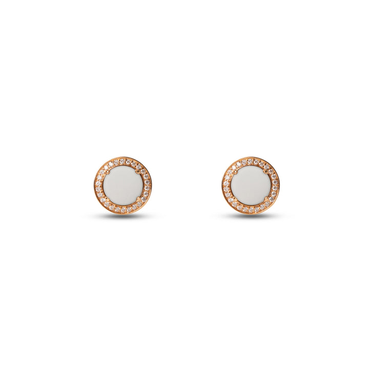 Eternity earrings with white agate in rose gold (view 2)