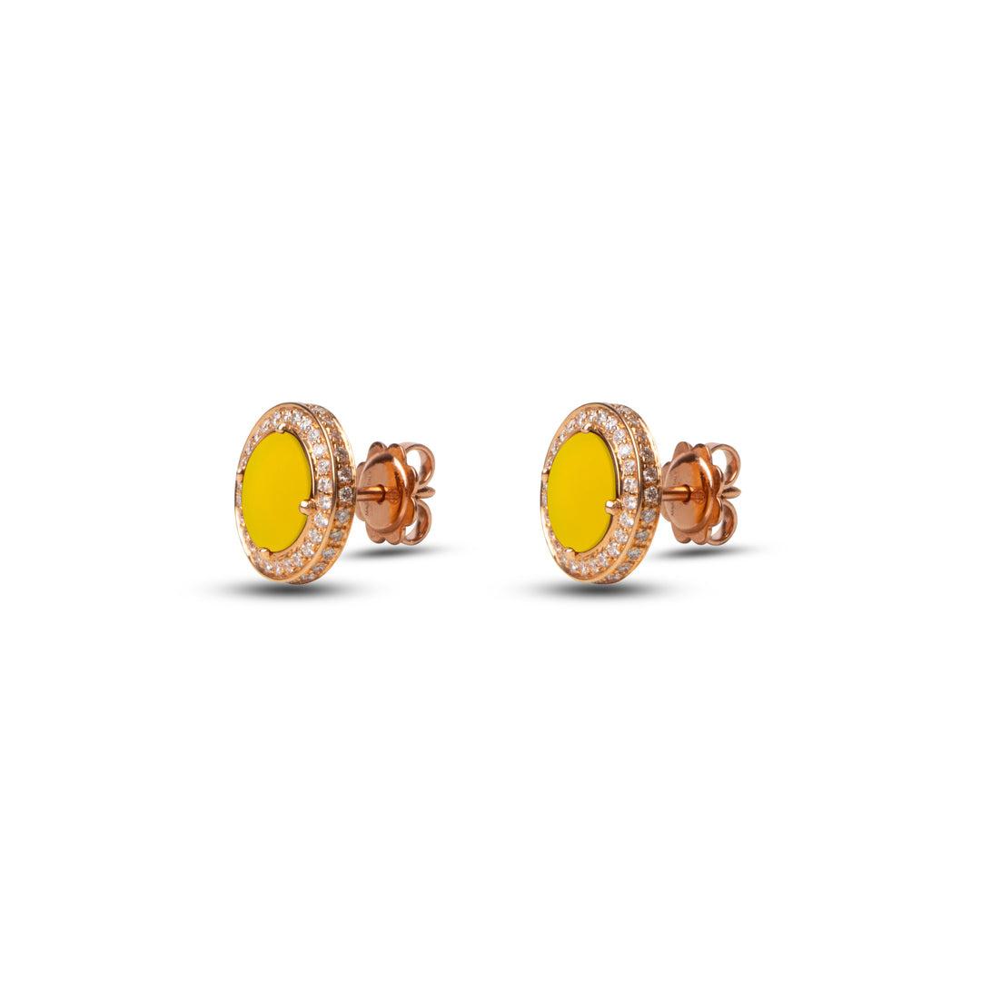 Eternity earrings with yellow agate in rose gold
