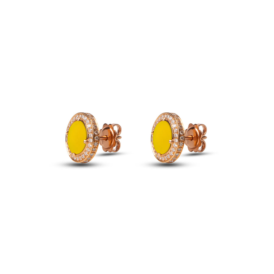 Eternity earrings with yellow agate in rose gold