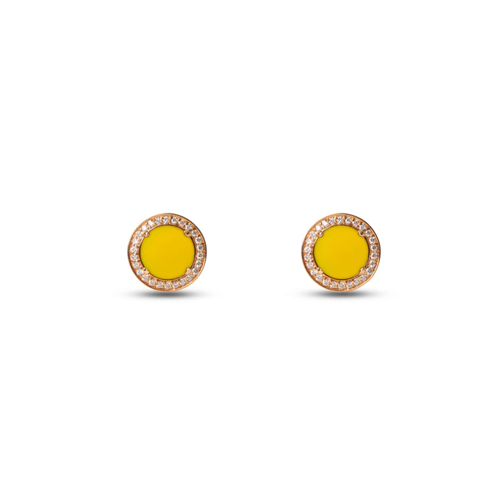 Eternity earrings with yellow agate in rose gold (view 2)