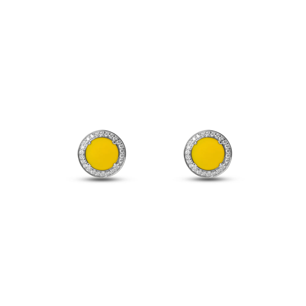 Eternity earrings with yellow agate in white gold (view 2)