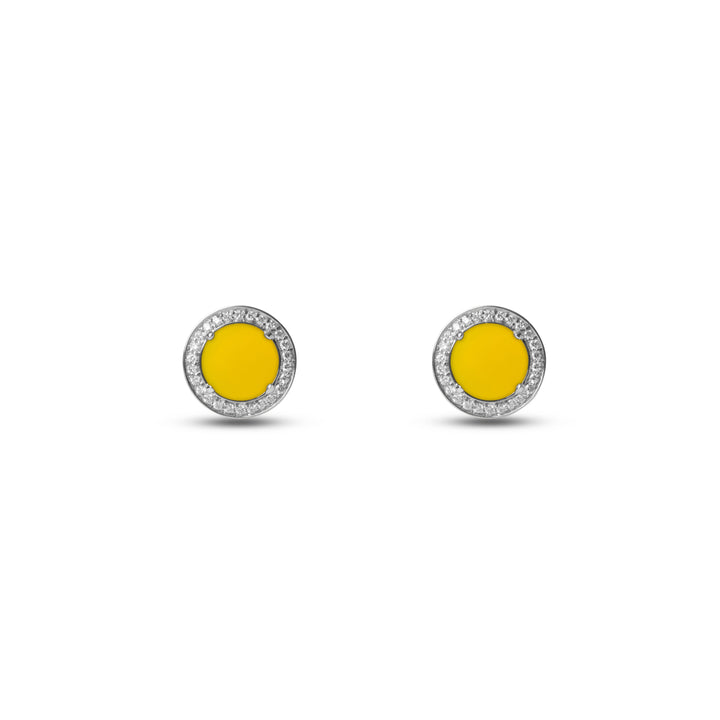Eternity earrings with yellow agate in white gold (view 2)