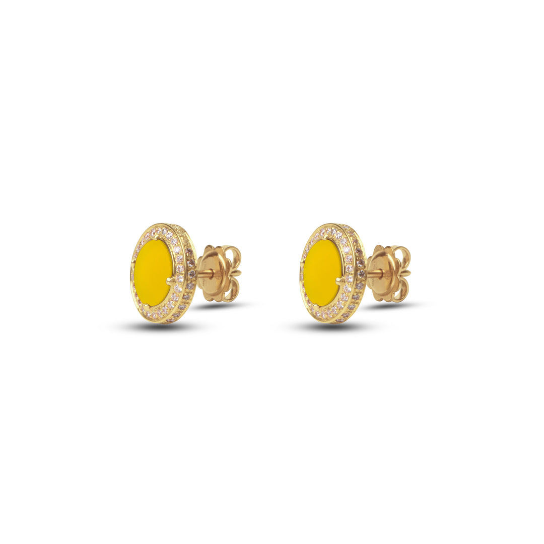 Eternity earrings with yellow agate in yellow gold