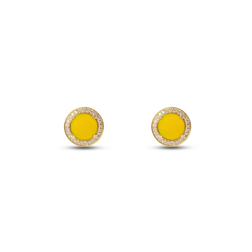 Eternity earrings with yellow agate in yellow gold (view 2)