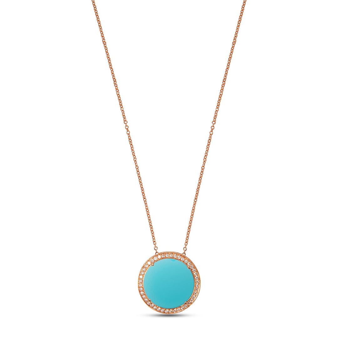Eternity necklace with blue agate in rose gold, large size
