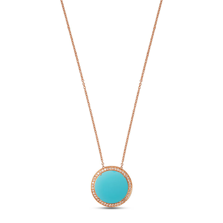 Eternity necklace with blue agate in rose gold, large size