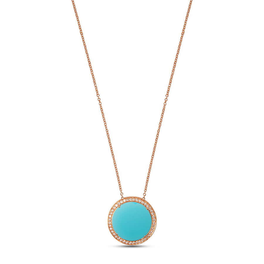 Eternity necklace with blue agate in rose gold, large size