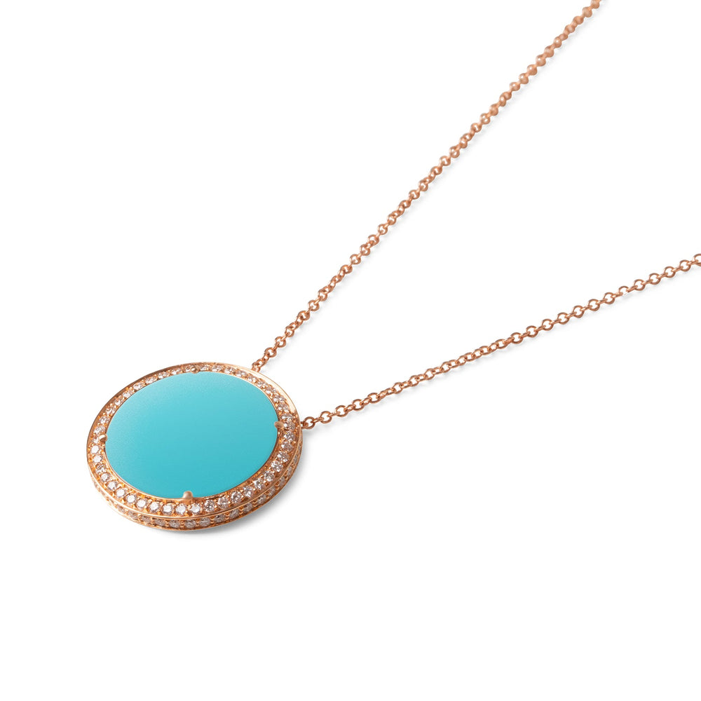 Eternity necklace with blue agate in rose gold, large size (view 2)