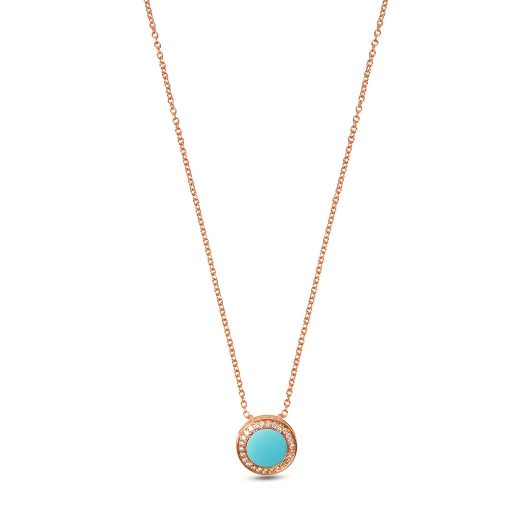 Eternity necklace with blue agate in rose gold, small size