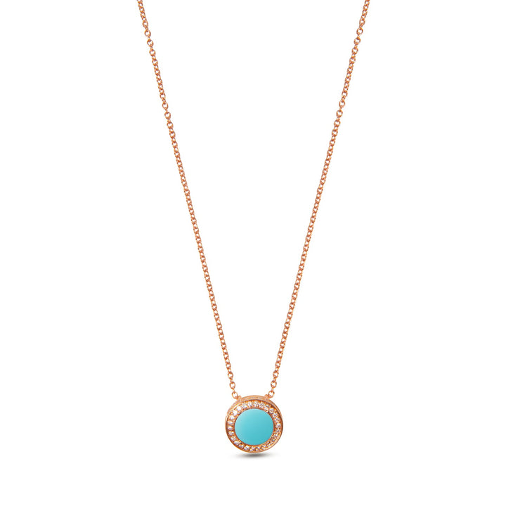 Eternity necklace with blue agate in rose gold, small size