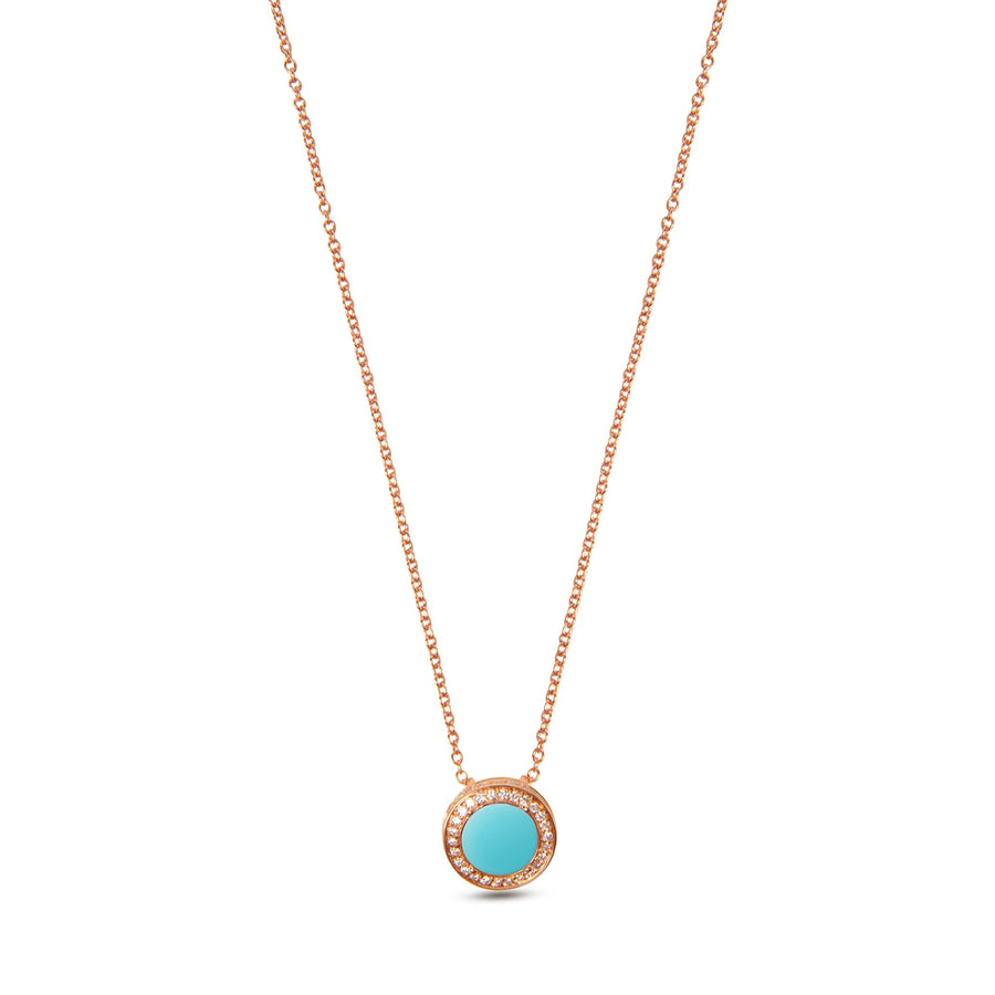 Eternity necklace with blue agate in rose gold, small size