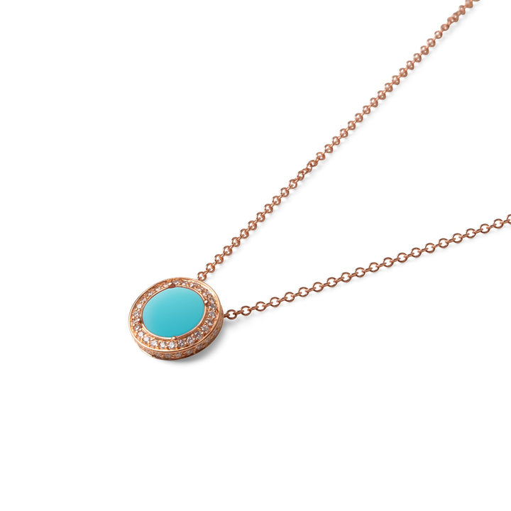 Eternity necklace with blue agate in rose gold, small size (view 2)