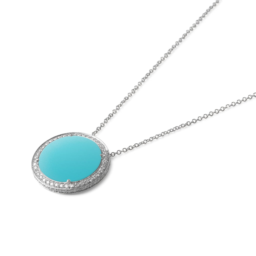 Eternity necklace with blue agate in white gold, large size (view 2)
