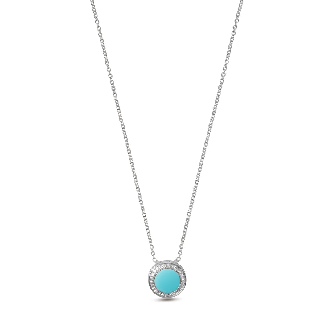 Eternity necklace with blue agate in white gold, small size