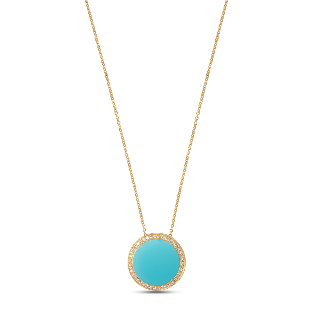 Eternity necklace with blue agate in yellow gold, large size