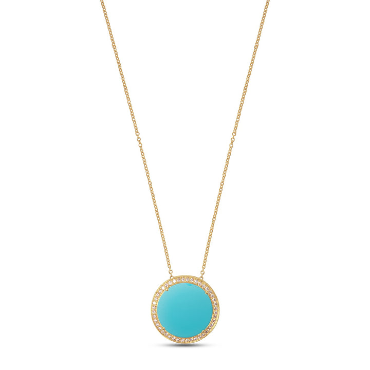 Eternity necklace with blue agate in yellow gold, large size