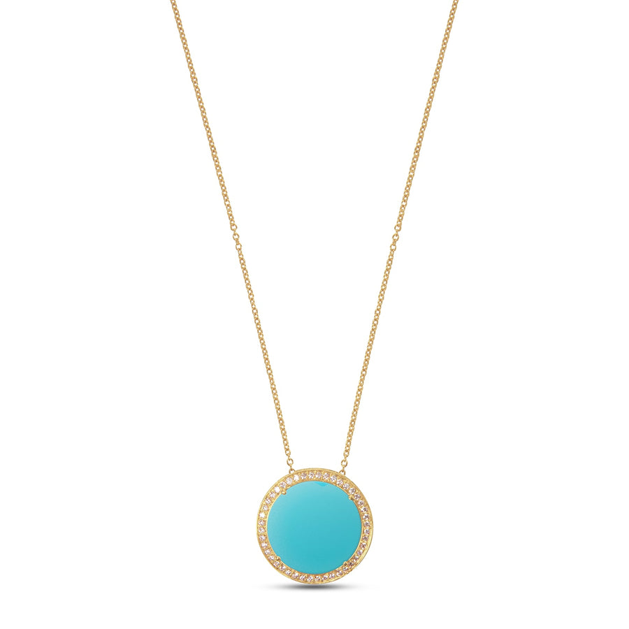 Eternity necklace with blue agate in yellow gold, large size