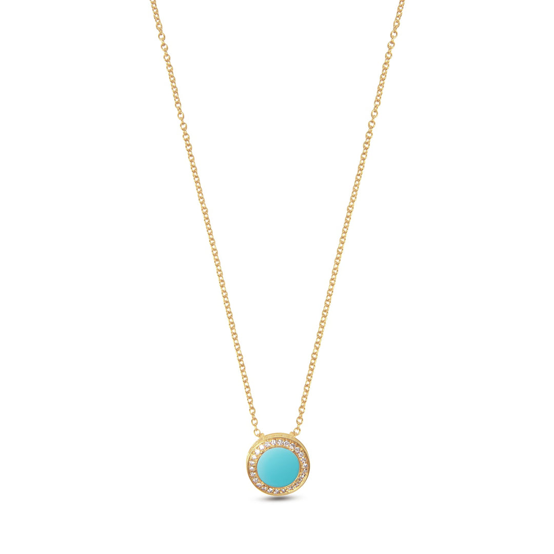 Eternity necklace with blue agate in yellow gold, small size