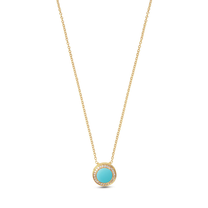 Eternity necklace with blue agate in yellow gold, small size