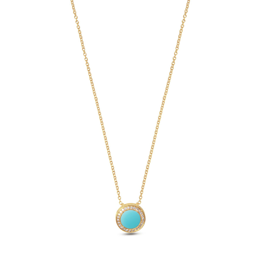 Eternity necklace with blue agate in yellow gold, small size