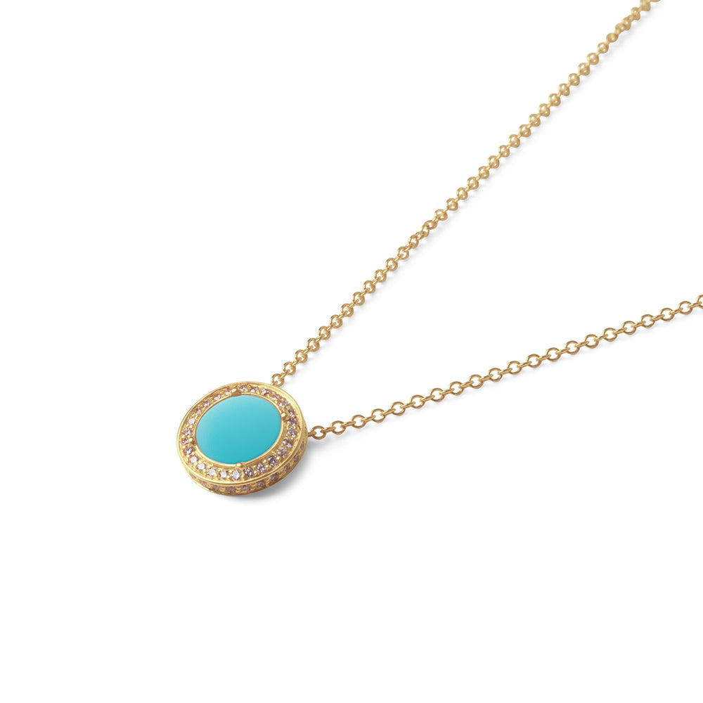 Eternity necklace with blue agate in yellow gold, small size (view 2)
