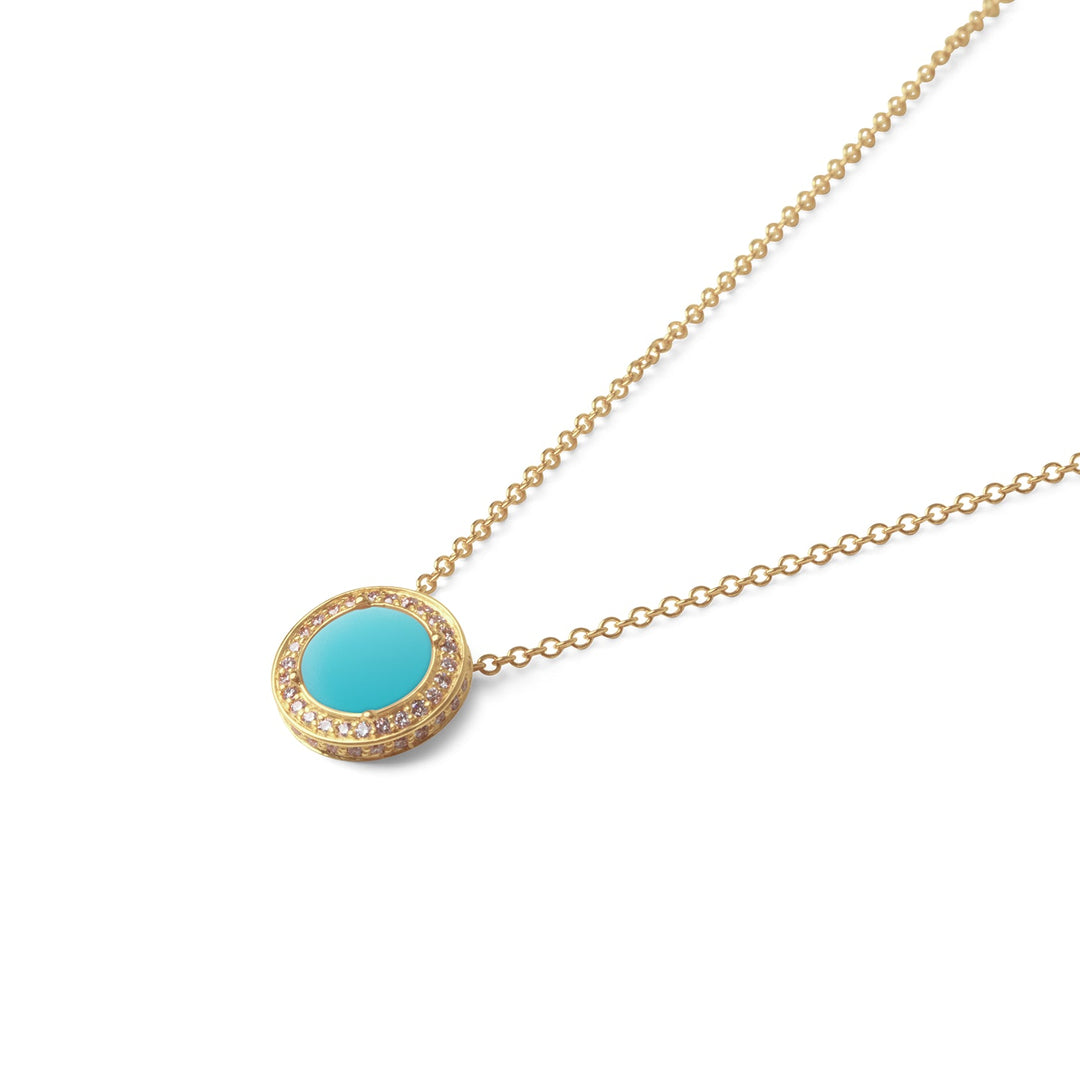 Eternity necklace with blue agate in yellow gold, small size (view 2)