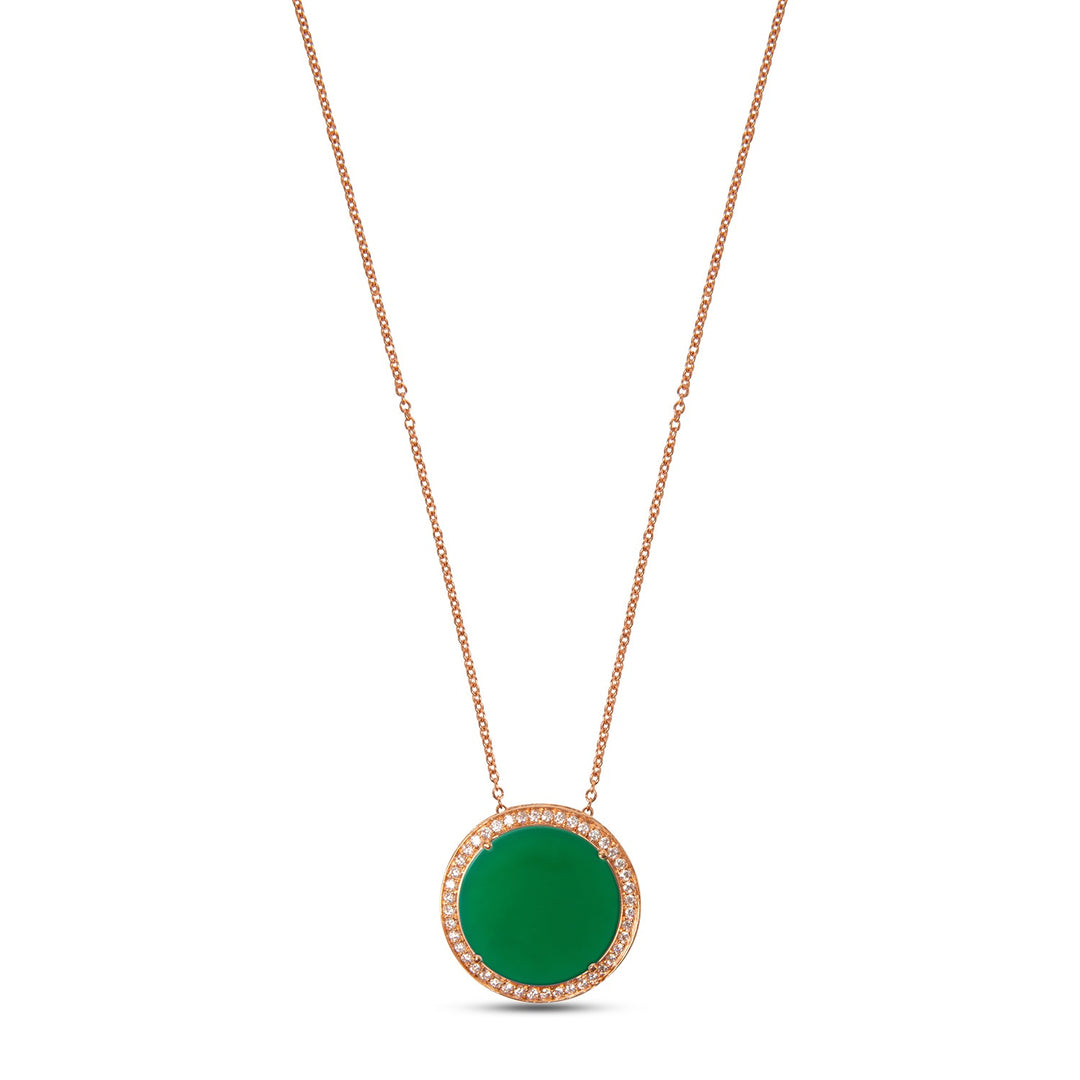 Eternity necklace with green agate in rose gold, large size