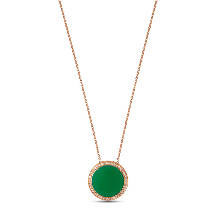Eternity necklace with green agate in rose gold, large size