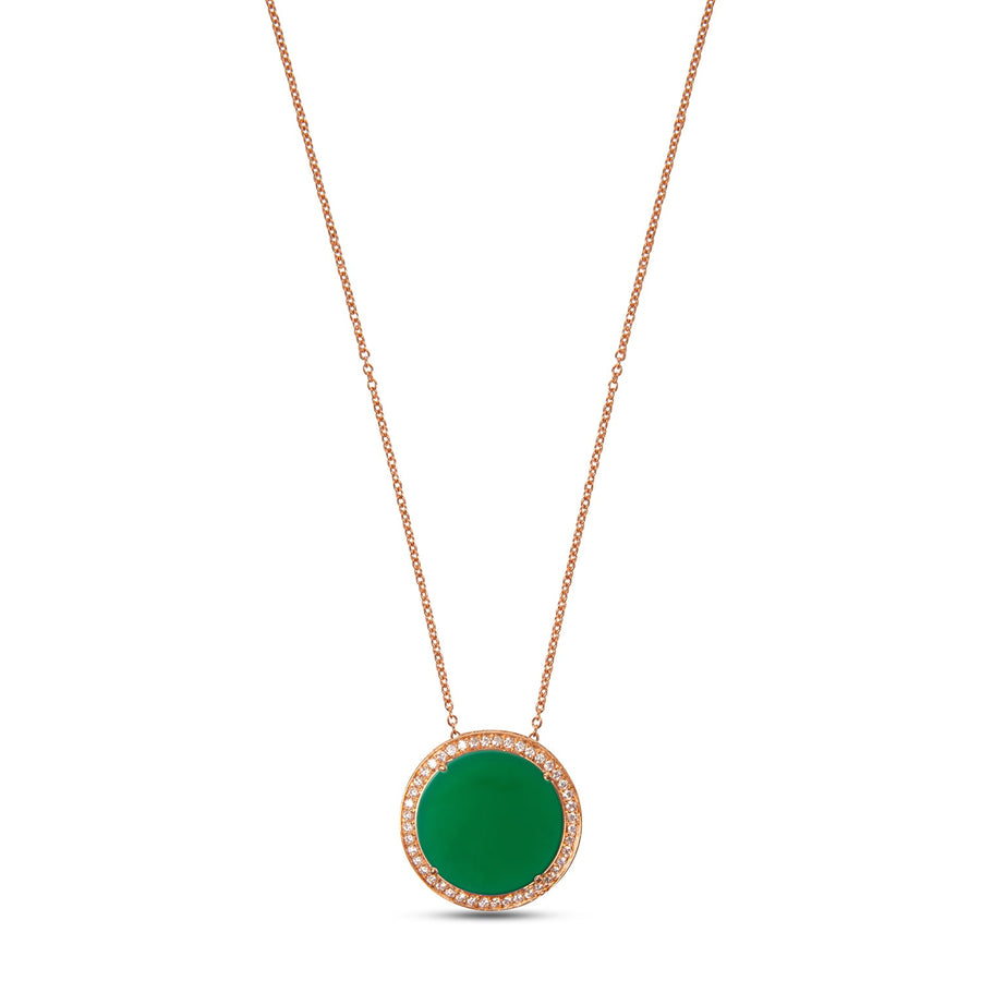 Eternity necklace with green agate in rose gold, large size